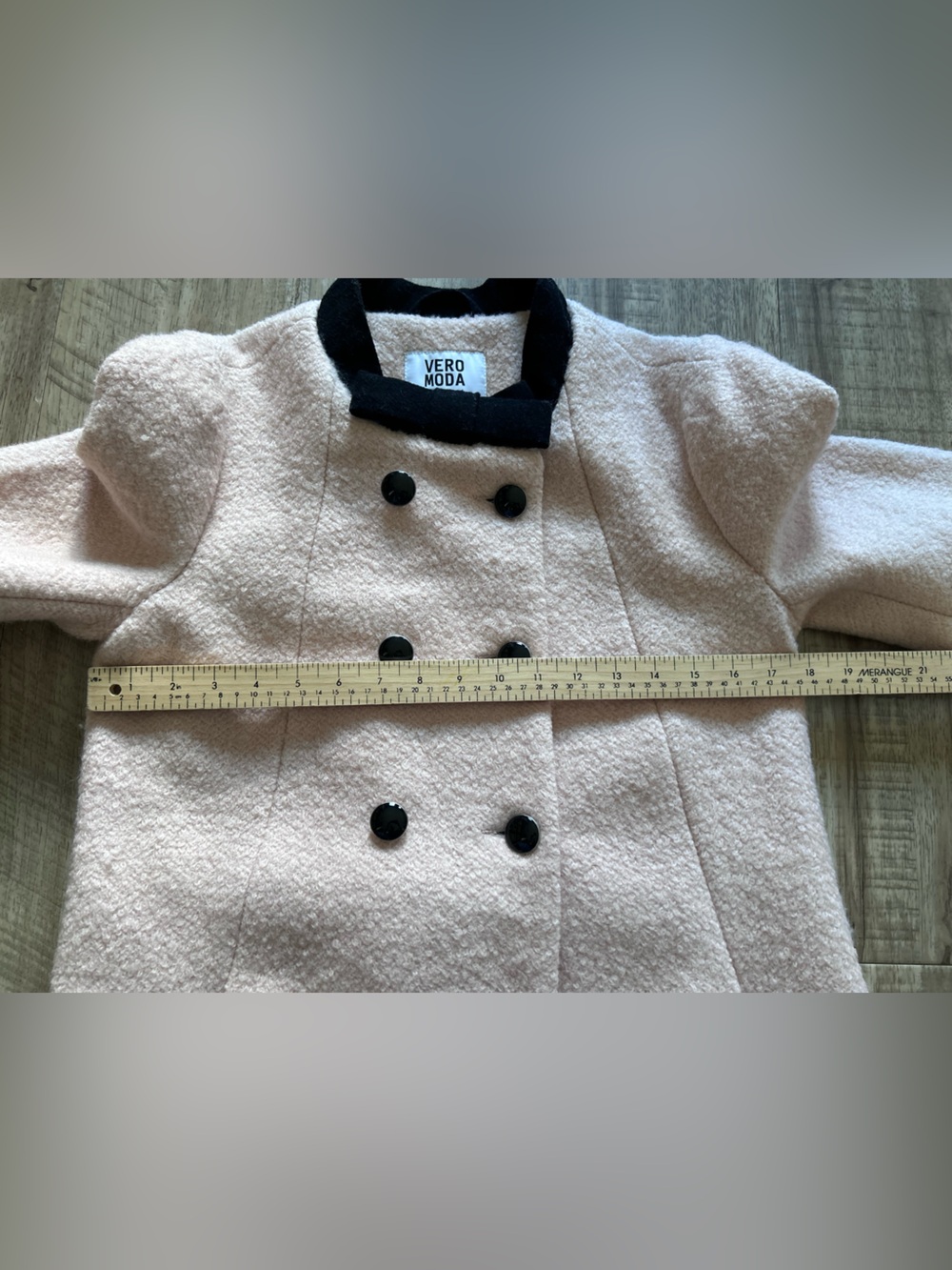 Wool Blend pale pink Coat Black bow Collar feminine girly classy fall fancy - Picture 11 of 13